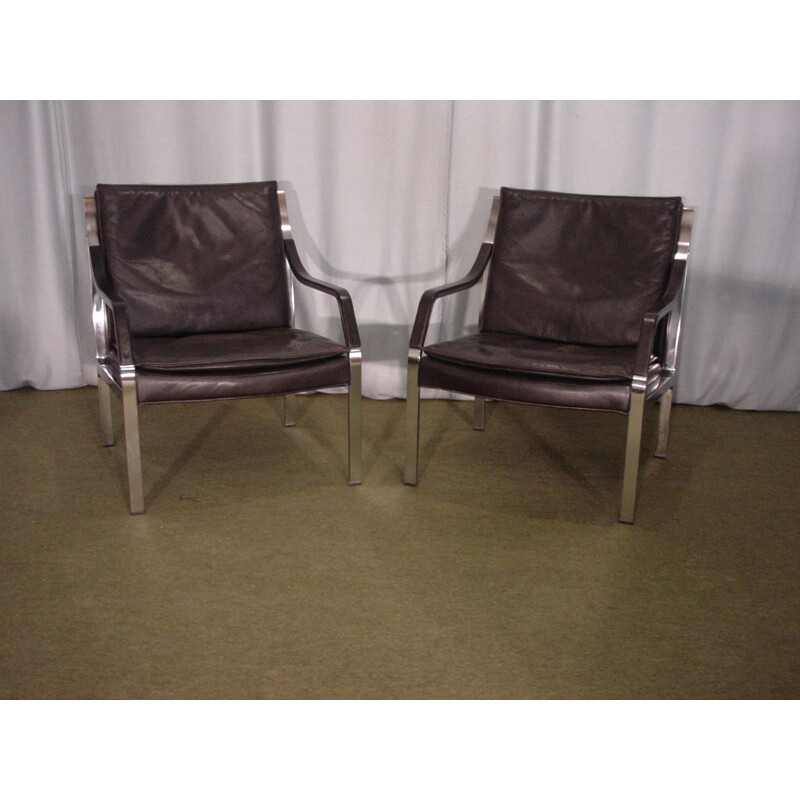 Knoll leather armchairs and bench, Preben FABRICIUS et Jorgen KASTHOLM - 1970s