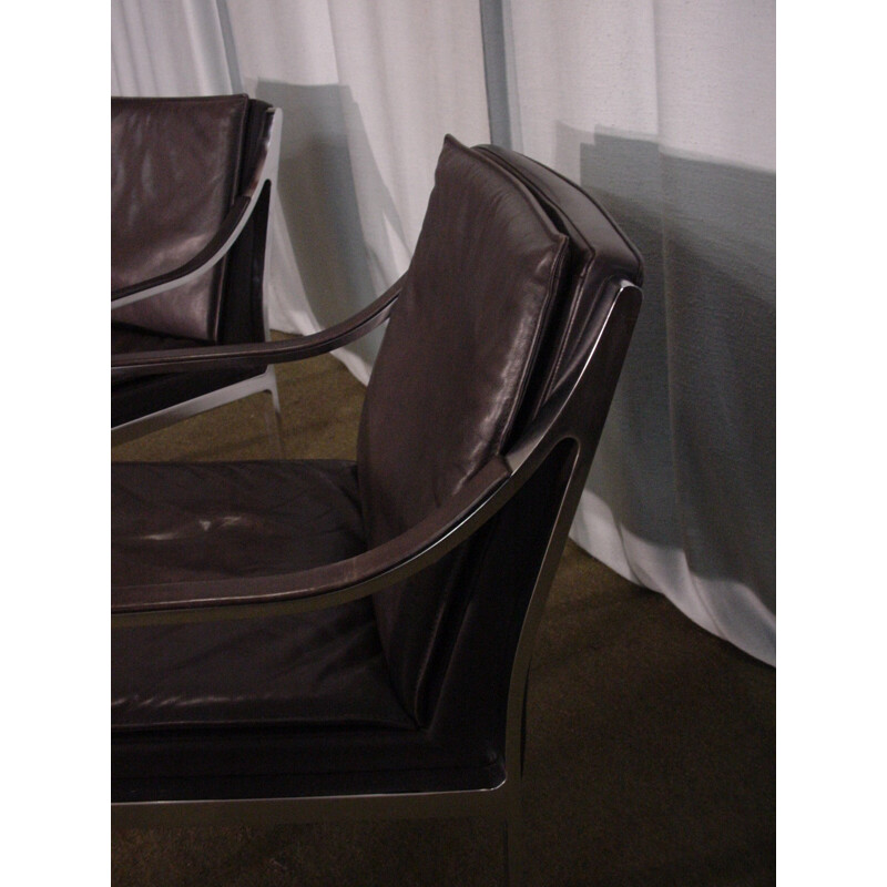 Knoll leather armchairs and bench, Preben FABRICIUS et Jorgen KASTHOLM - 1970s