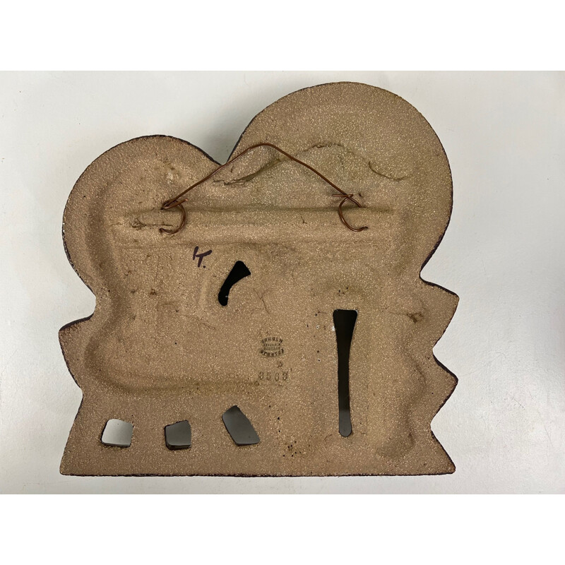 Vintage ceramic wall plaque by Noomi Backhausen for Søholm, Denmark 1960