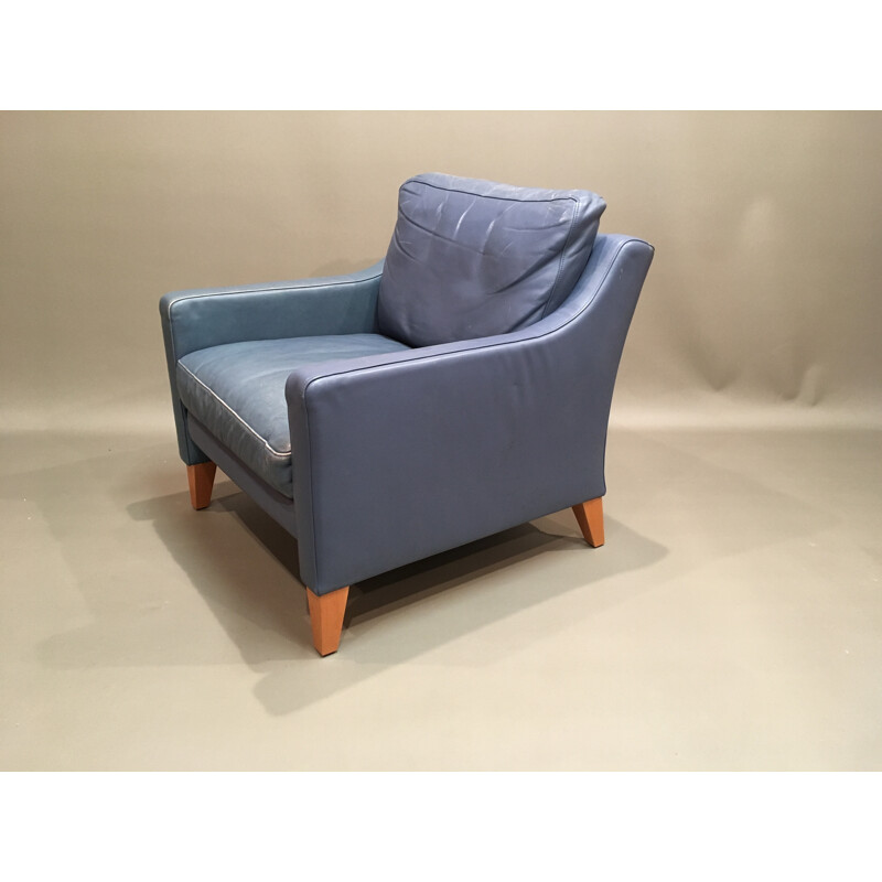 Armchair in blue leather - 1970s