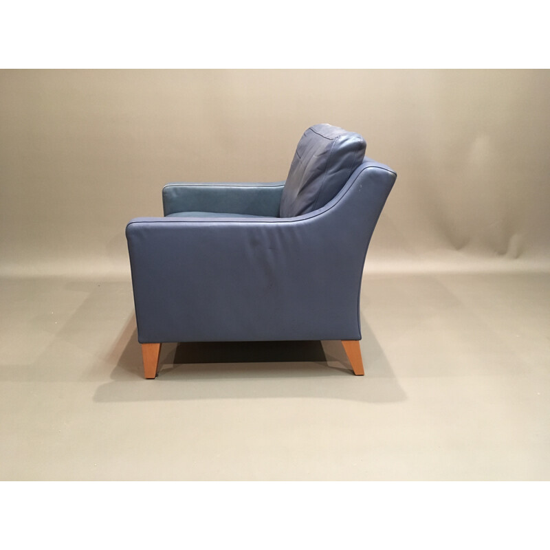 Armchair in blue leather - 1970s