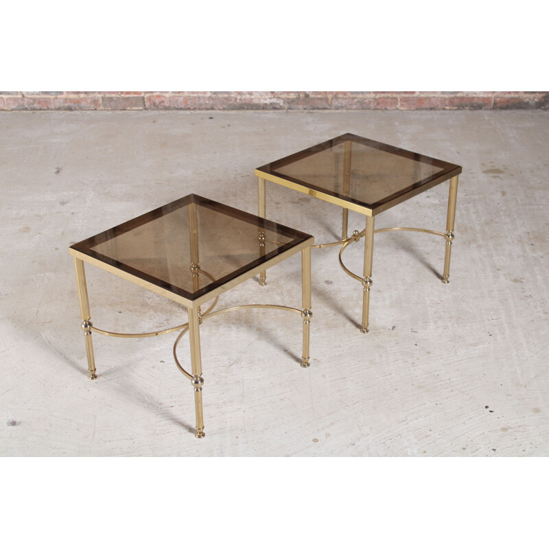 Pair of vintage brass tables by Maison Jansen, 1970s