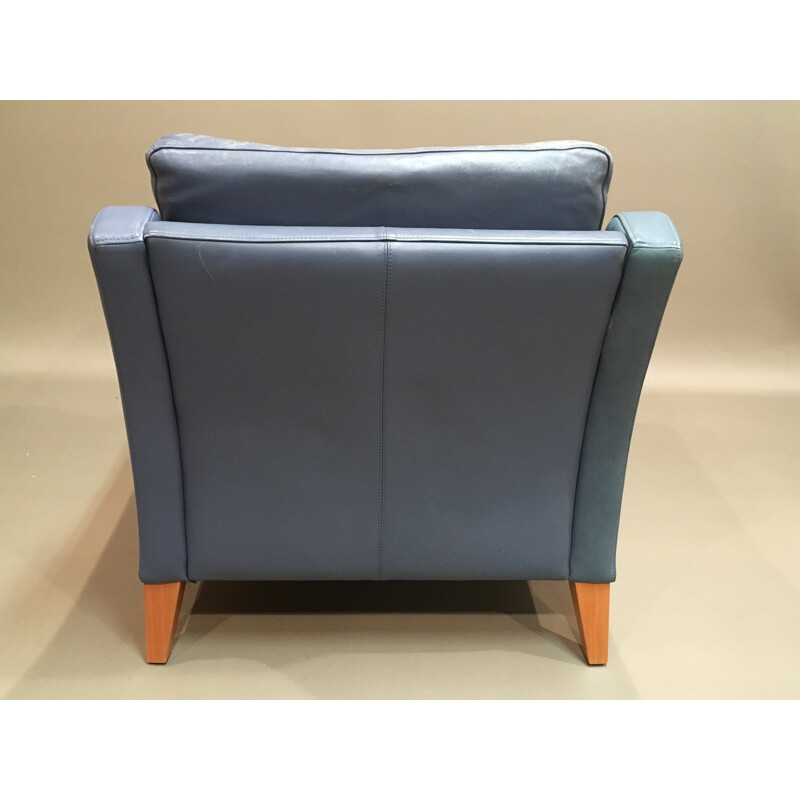 Armchair in blue leather - 1970s