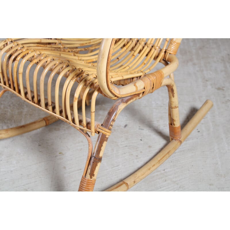Injusto Moretón Destello Vintage Boho bamboo chair, 1960s