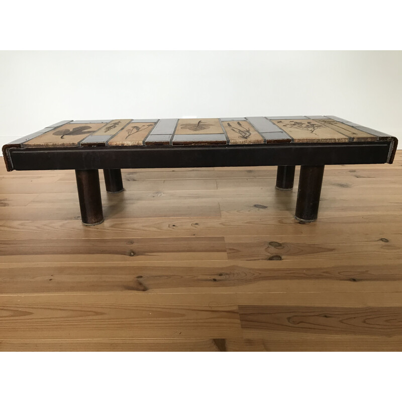 Vintage ceramic coffee table by Roger Capron, 1970s