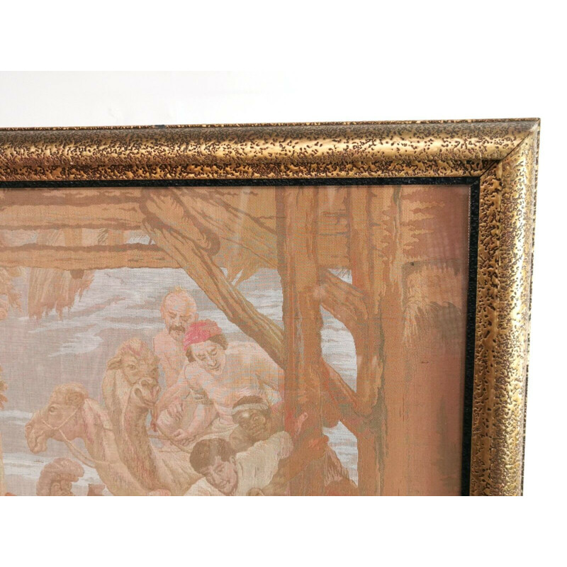 Vintage tapestry frame "Adoration of the Magi" in wood by Peter Paul Rubens, English