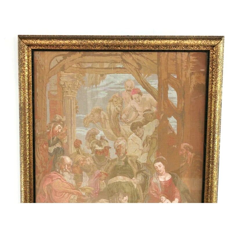 Cadre de la tapisserie vintage " Adoration des Mages" en bois de Pierre Paul Rubens, Anglais