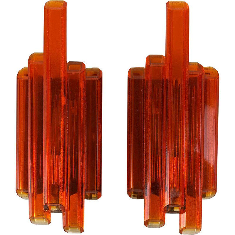 Pair of vintage vintage Brutalist Danish wall lamps by Claus Bolby for Cebo Industri, 1970s
