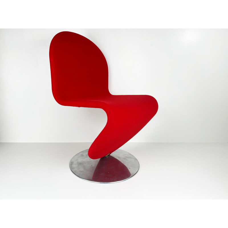 Vintage 1-2-3 aluminium stoel van Verner Panton voor Fritz Hansen, 1973