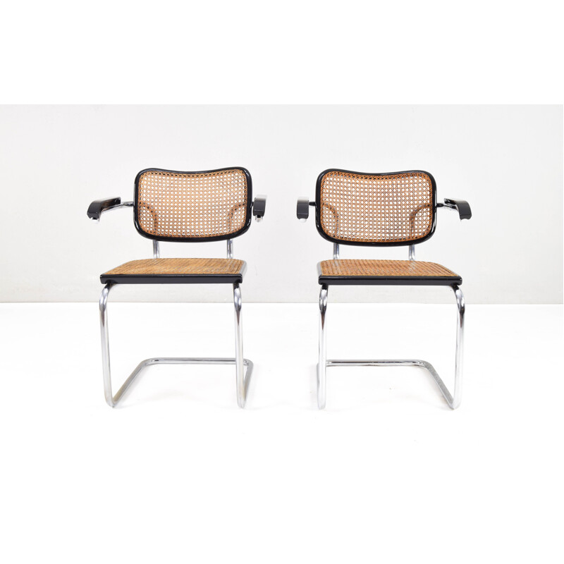 Ein Paar Vintage-Stühle Cesca B64 mit verchromtem Rohrgestell von Marcel Breuer, 1960