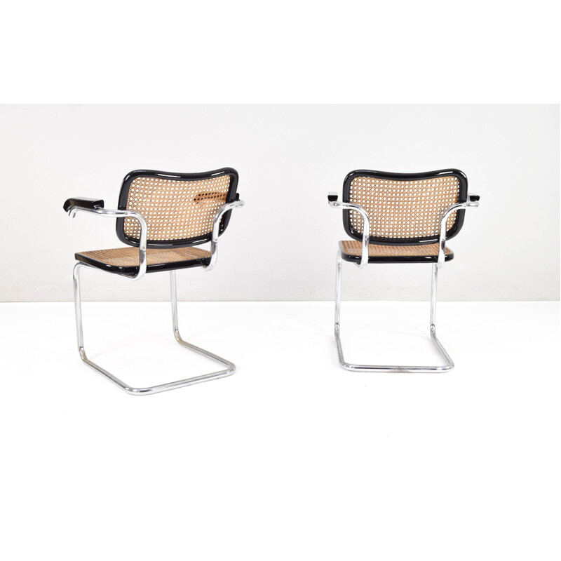 Pair of mid century Cesca B64 chairs with chromed tubular structure by Marcel Breuer, 1960s