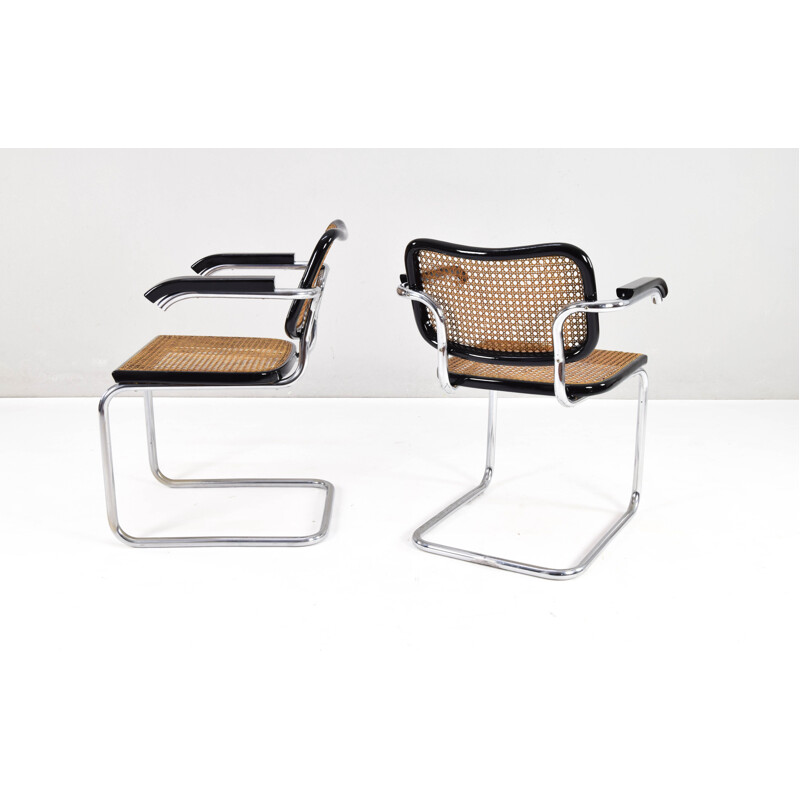 Pair of mid century Cesca B64 chairs with chromed tubular structure by Marcel Breuer, 1960s