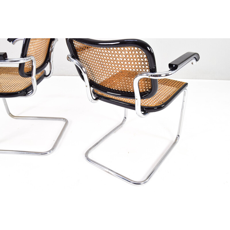 Pair of mid century Cesca B64 chairs with chromed tubular structure by Marcel Breuer, 1960s