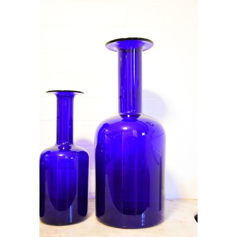 Juego de 5 botellas holmegaard azules vintage de Otto Brauer, 1960