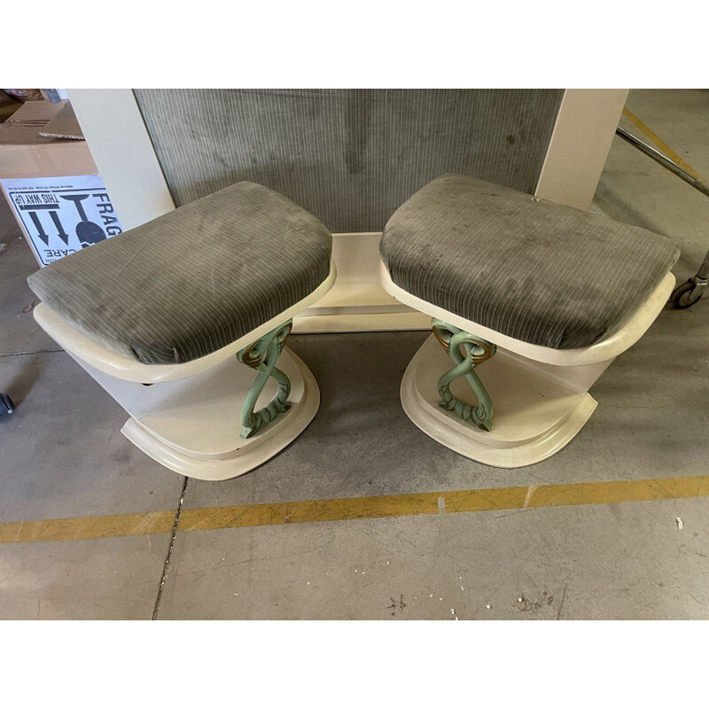 Set of 2 vintage Art Deco wooden stools by Pier Colli Luigi