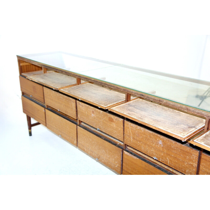 Vintage wood and mahogany display case, Sweden 1950