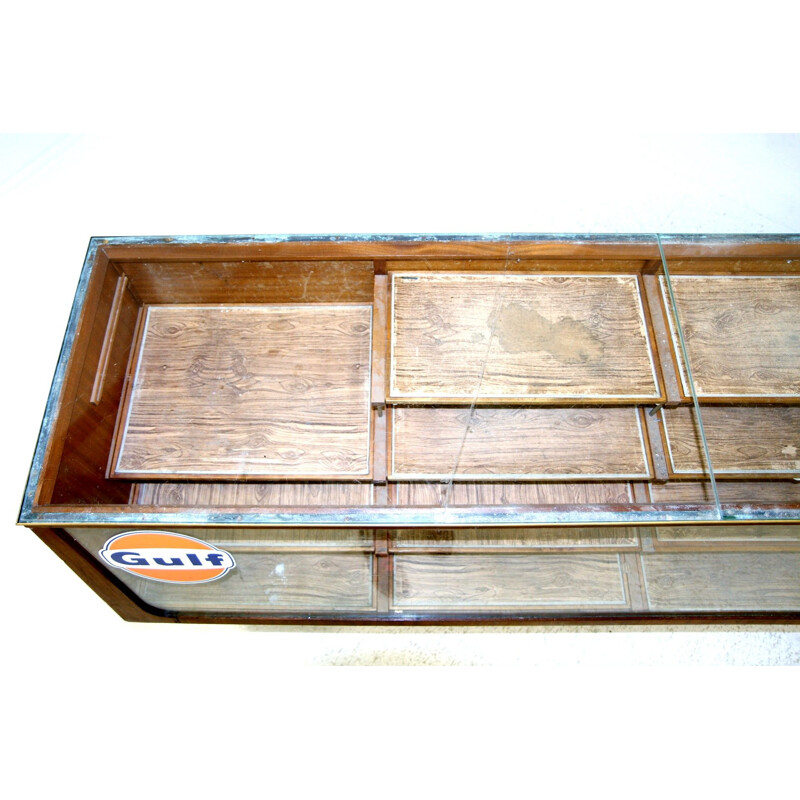 Vintage wood and mahogany display case, Sweden 1950