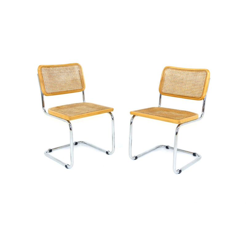 Set of 2 vintage chairs in chrome steel, Italy