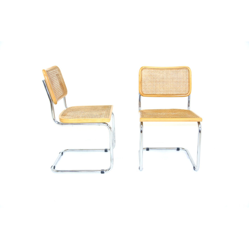 Set of 2 vintage chairs in chrome steel, Italy