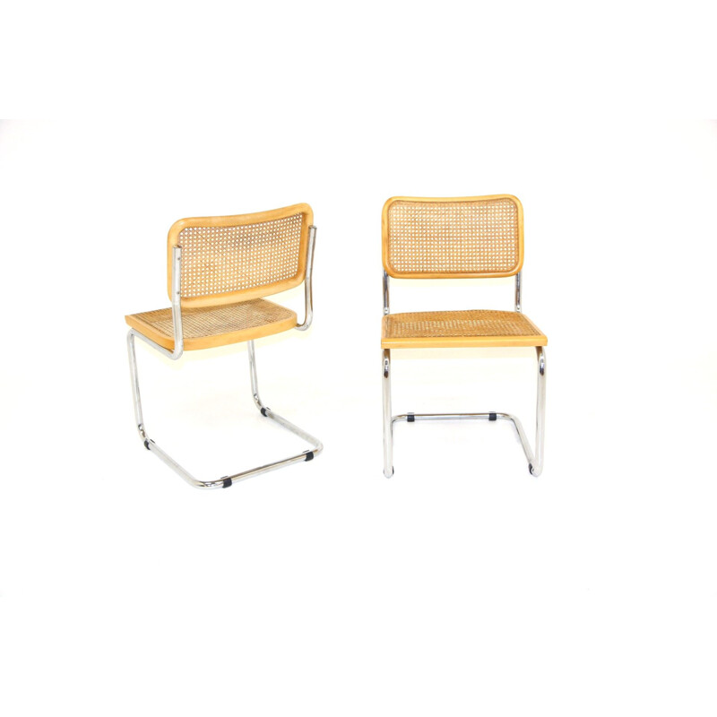 Set of 2 vintage chairs in chrome steel, Italy