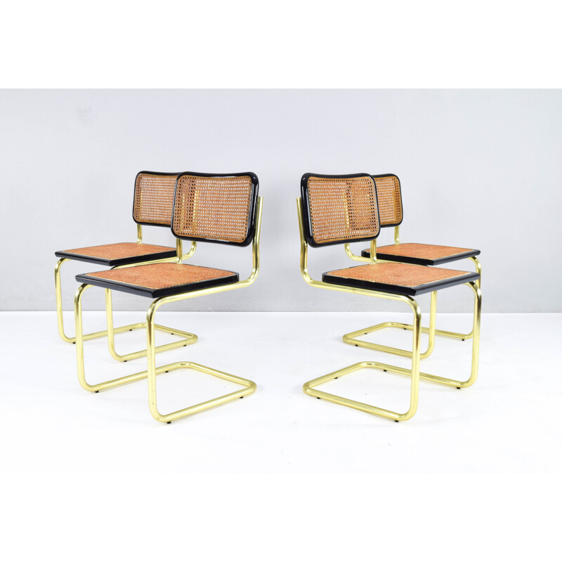 Set van 4 vintage Cesca B32 beukenhouten stoelen van Marcel Breuer, Italië 1970