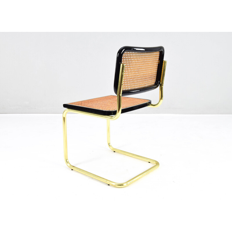 Mid century brass and golden steel Cesca B32 chair by Marcel Breuer, Italy 1970s