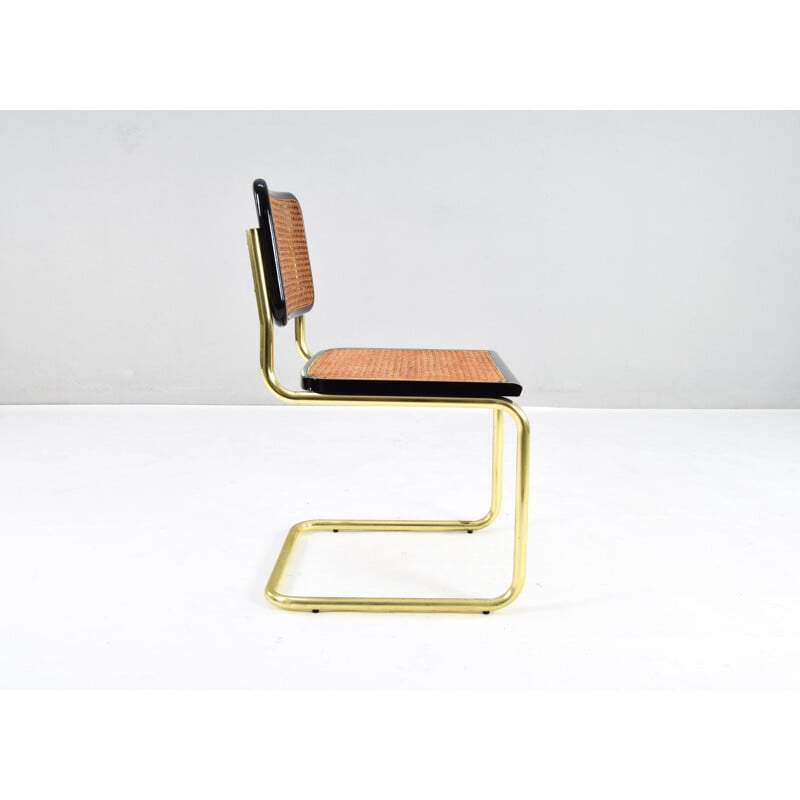 Mid century brass and golden steel Cesca B32 chair by Marcel Breuer, Italy 1970s