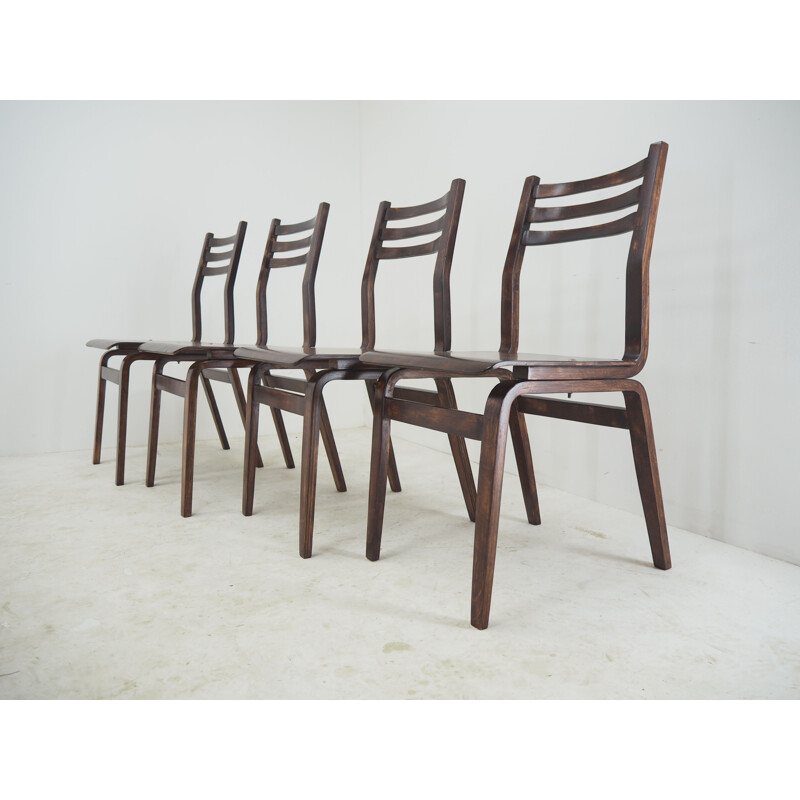 Set van 4 vintage stoelen van Ludvík Volák, Tsjechoslowakije 1960