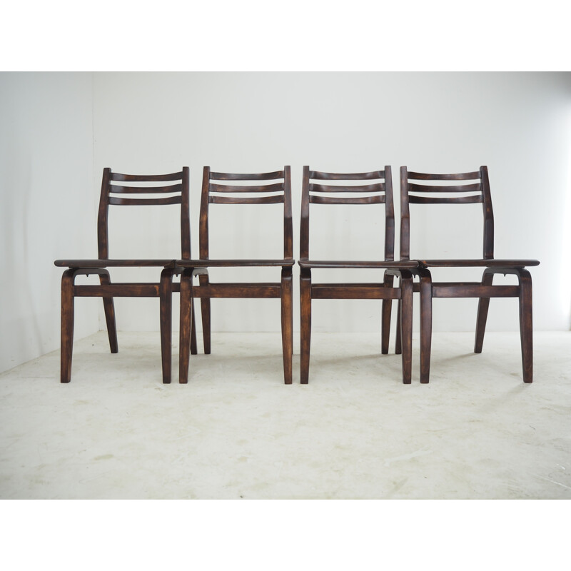 Ensemble de 4 chaises vintage par Ludvík Volák, Tchécoslovaquie 1960