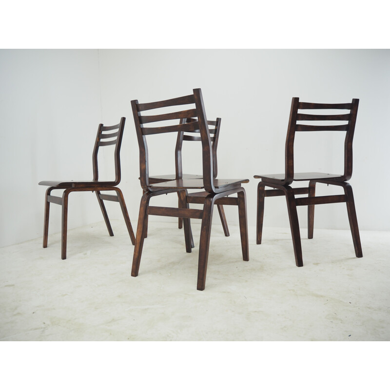 Set of 4 mid century dining chairs by Ludvík Volák, Czechoslovakia 1960s