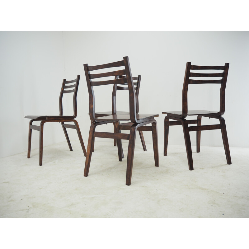 Set van 4 vintage stoelen van Ludvík Volák, Tsjechoslowakije 1960