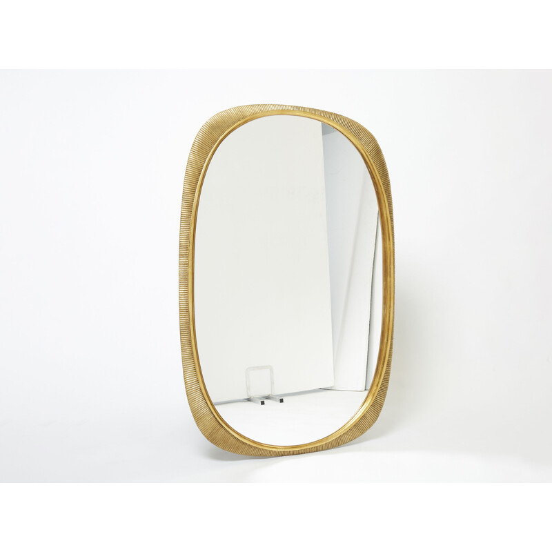 Large vintage Italian mirror in gilded wood by Osvaldo Borsani, 1953