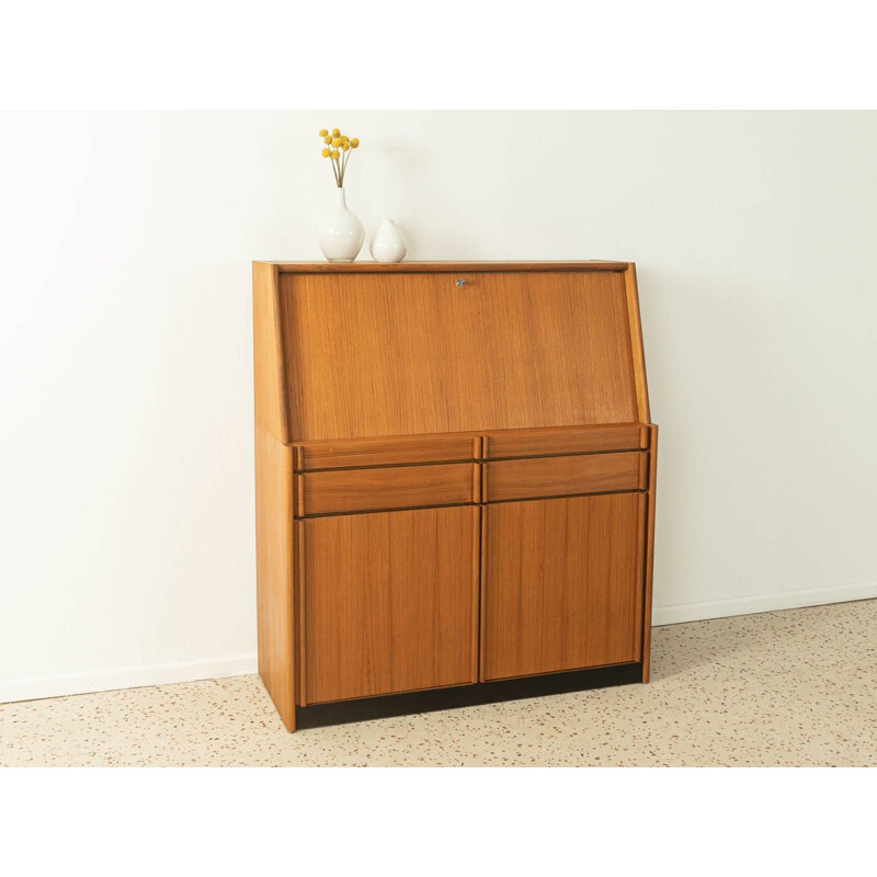 Vintage teak veneer desk with two doors, 1960