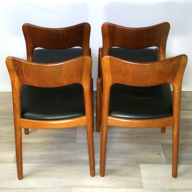 Suite de 4 chaises danoises Kofoed-Hornslet en simili cuir noir - 1960 