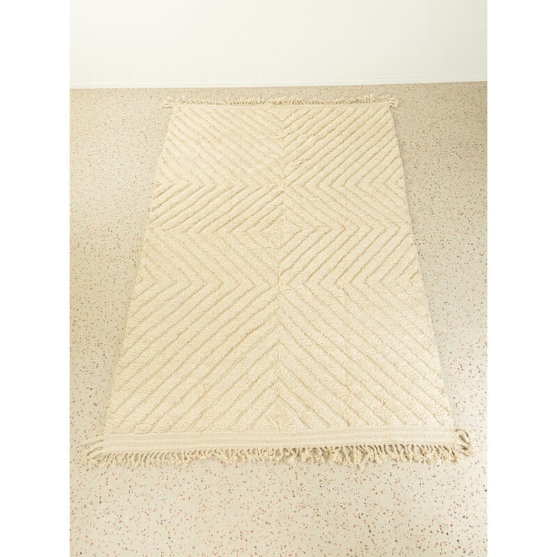 Vintage berber carpet invisible cream wool, Morocco