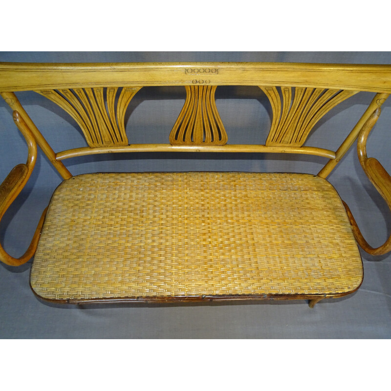 Vintage Art Nouveau bentwood bench de Kohn, 1905