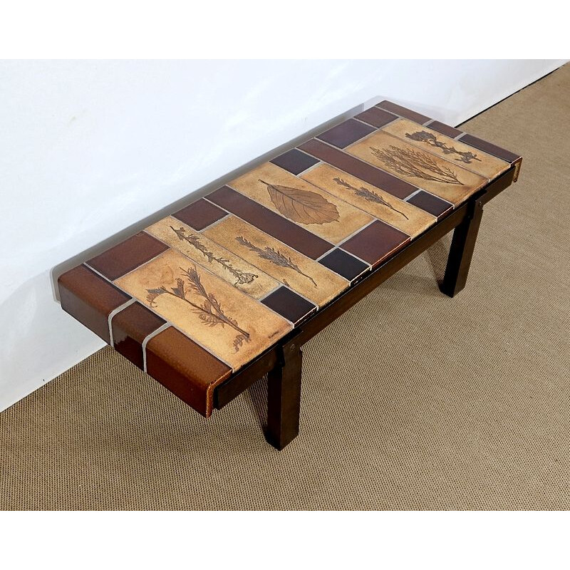 Vintage ceramic coffee table from Vallauris by R. Capron, France 1960
