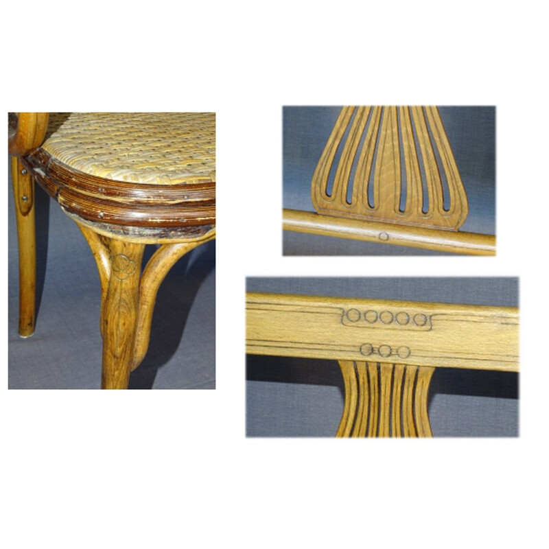 Vintage Art Nouveau bentwood bench de Kohn, 1905