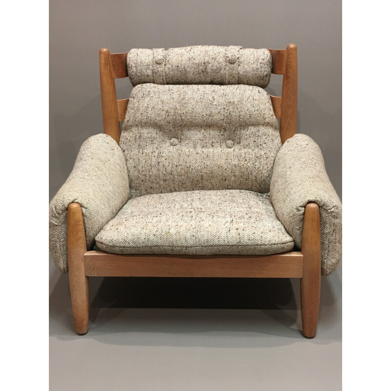 Grand fauteuil vintage et ottoman - 1950