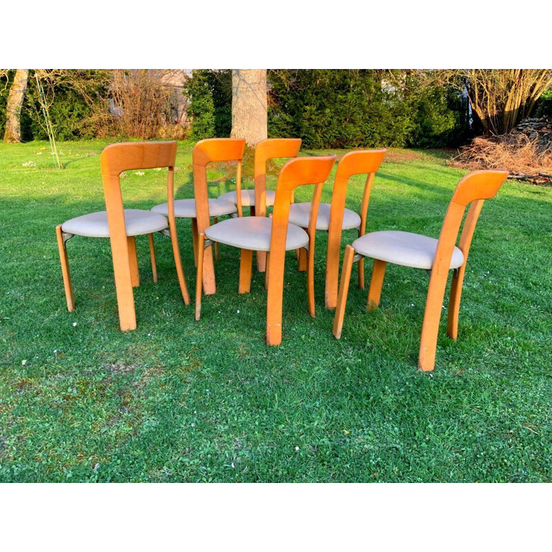 Satz von 6 Vintage-Stühlen aus Holz und Kunstleder, 1960