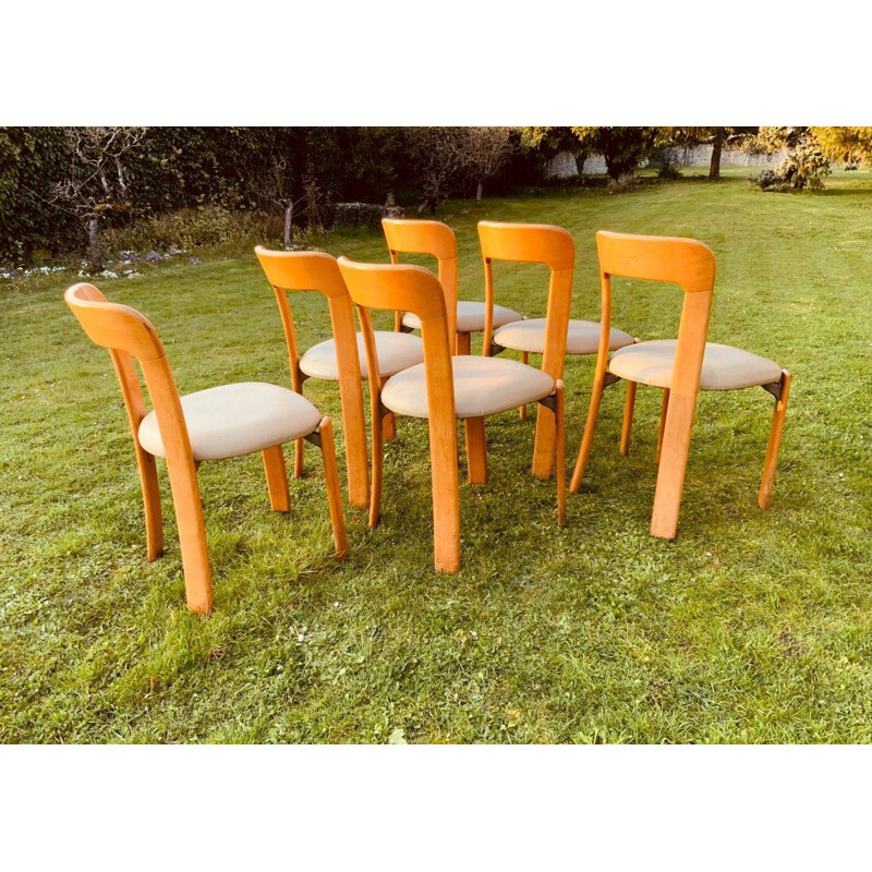 Set of 6 vintage wood and imitation chairs, 1960