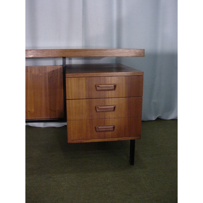 Vintage steel and teak desk - 1970s