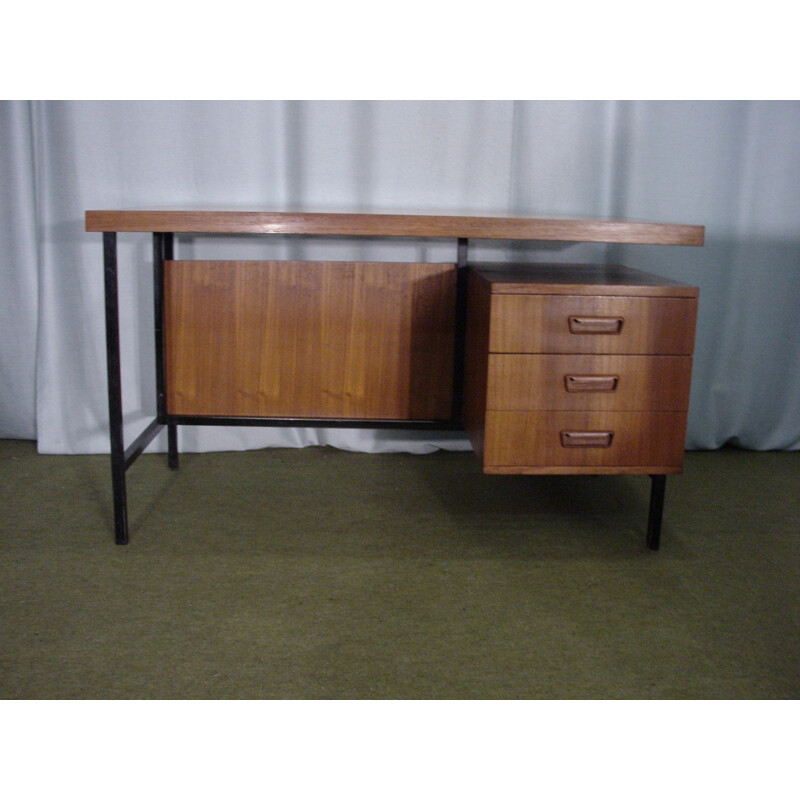 Vintage steel and teak desk - 1970s