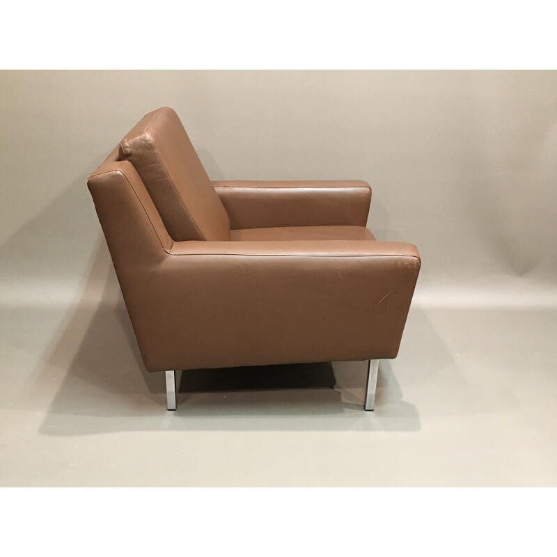 Fauteuil vintage en cuir et métal chromé - 1960