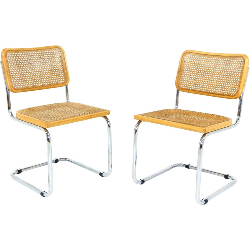 Set of 2 vintage chairs in chrome steel, Italy