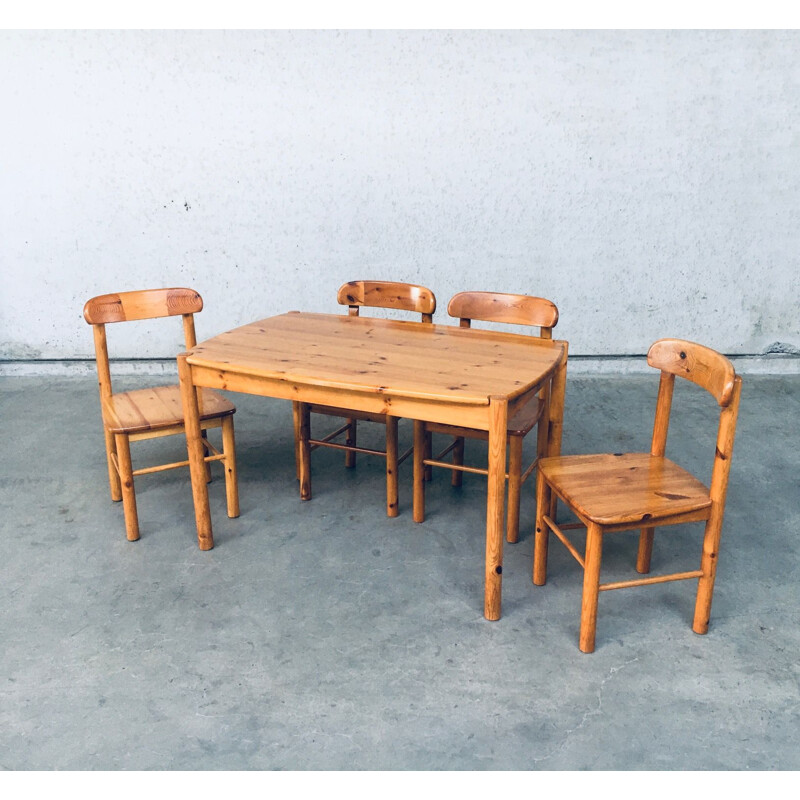 Vintage pine dining set, Denmark 1975