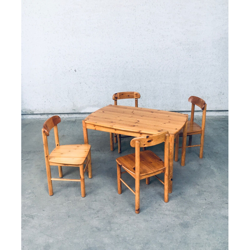 Vintage pine dining set, Denmark 1975