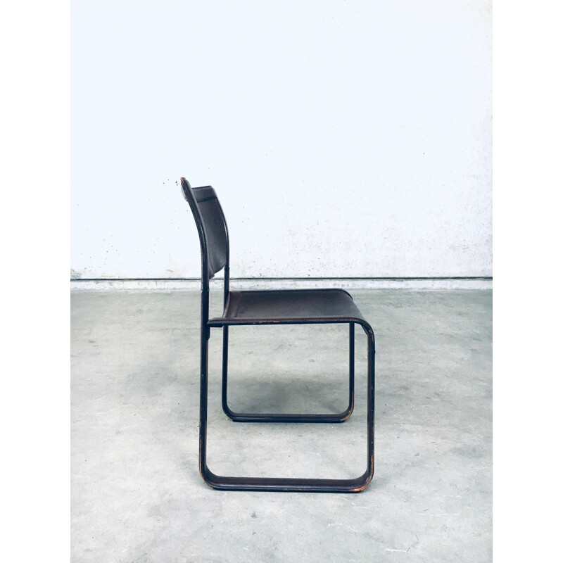 Chaise italienne vintage en cuir par Tito Agnoli pour Matteo Grassi, 1970