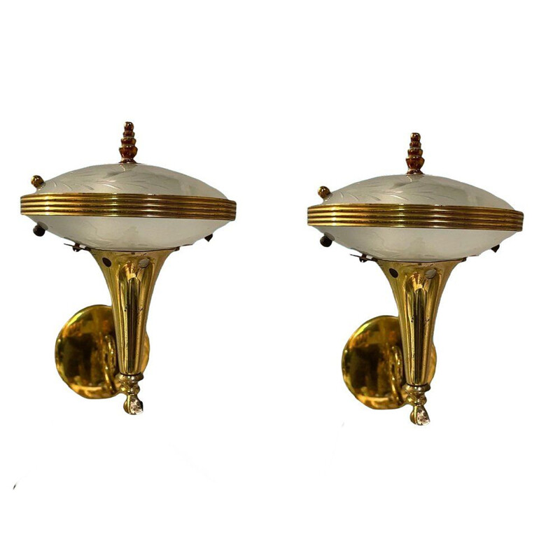 Pair of vintage Italian wall lamps by Pietro Chiesa for Fontana Arte, 1940s