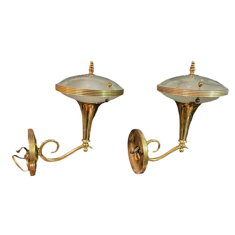 Pair of vintage Italian wall lamps by Pietro Chiesa for Fontana Arte, 1940s